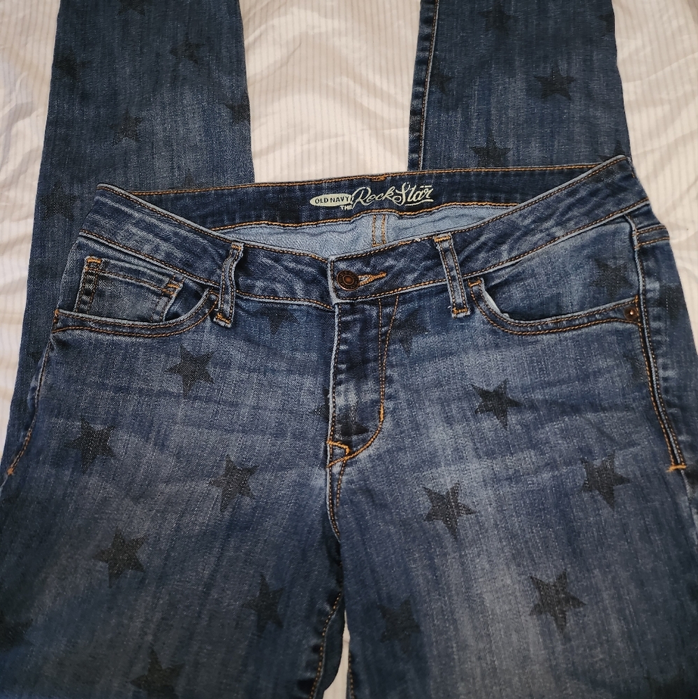 Old Navy skinny, sz 10, star printed denim